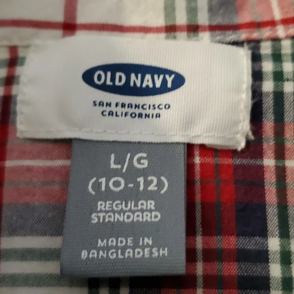 Old Navy plaid button down shirt, Size 12 - Picture 2 of 3